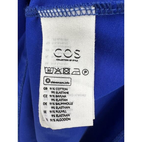 COS Cotton Jersey A-line Swing Dress Royal Blue Pockets Size XS Summer Beach - Picture 10 of 10